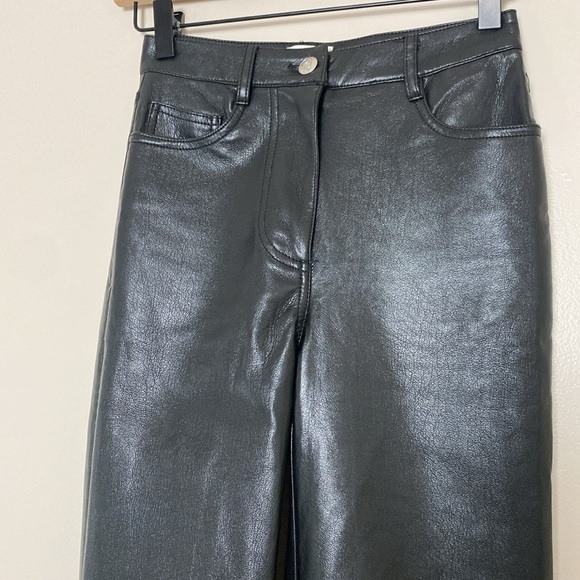 Aritzia Wilfred The Melina Pant High Rise Vegan Leather Black Size 00 - Picture 4 of 16